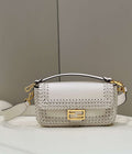 Fendi 8BR600 Baguette Medium Beige hand-woven leather 8536 bag