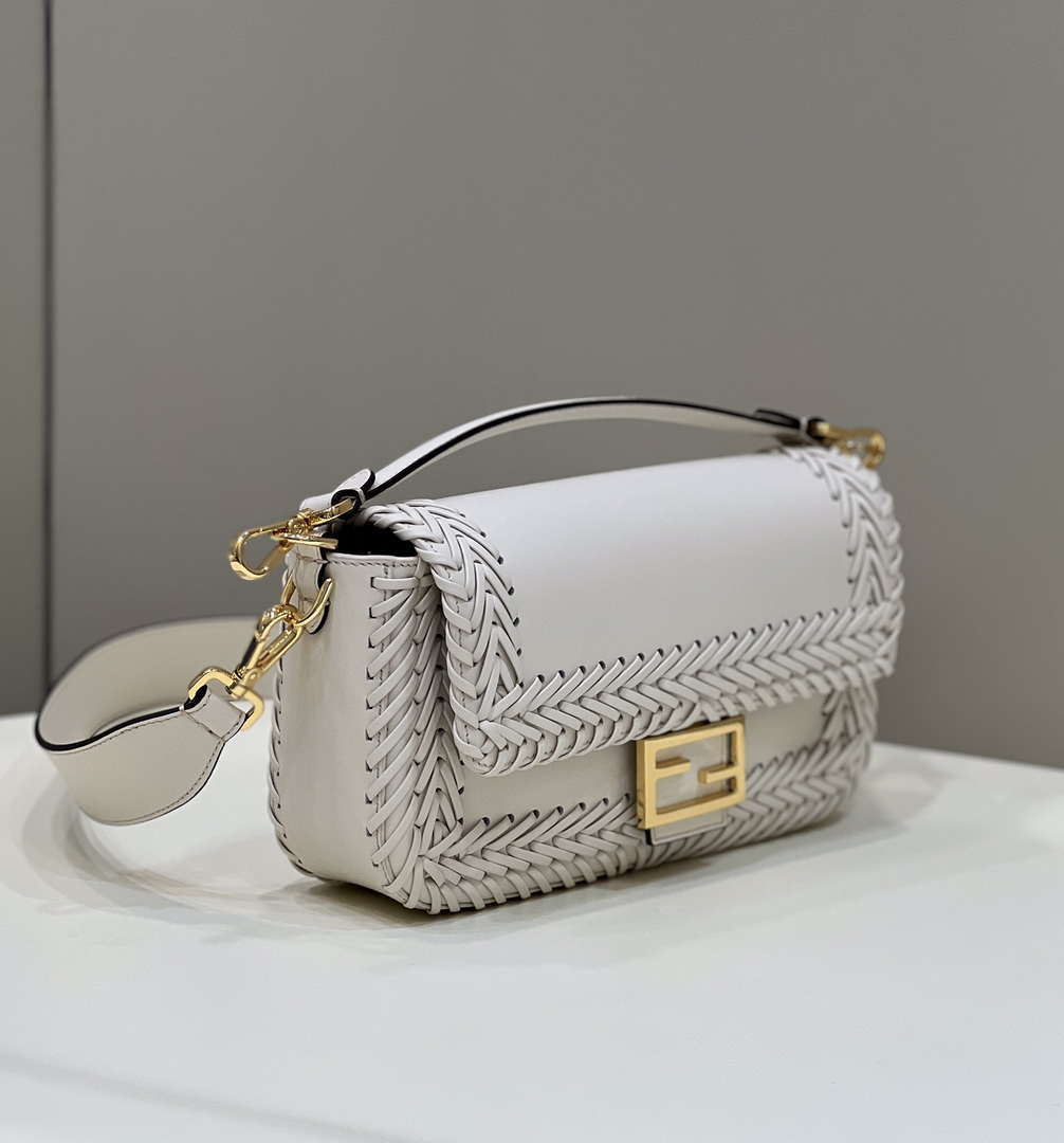 Fendi 8BR600 Baguette Medium Beige hand-woven leather 8536 bag - Default Title - View 2