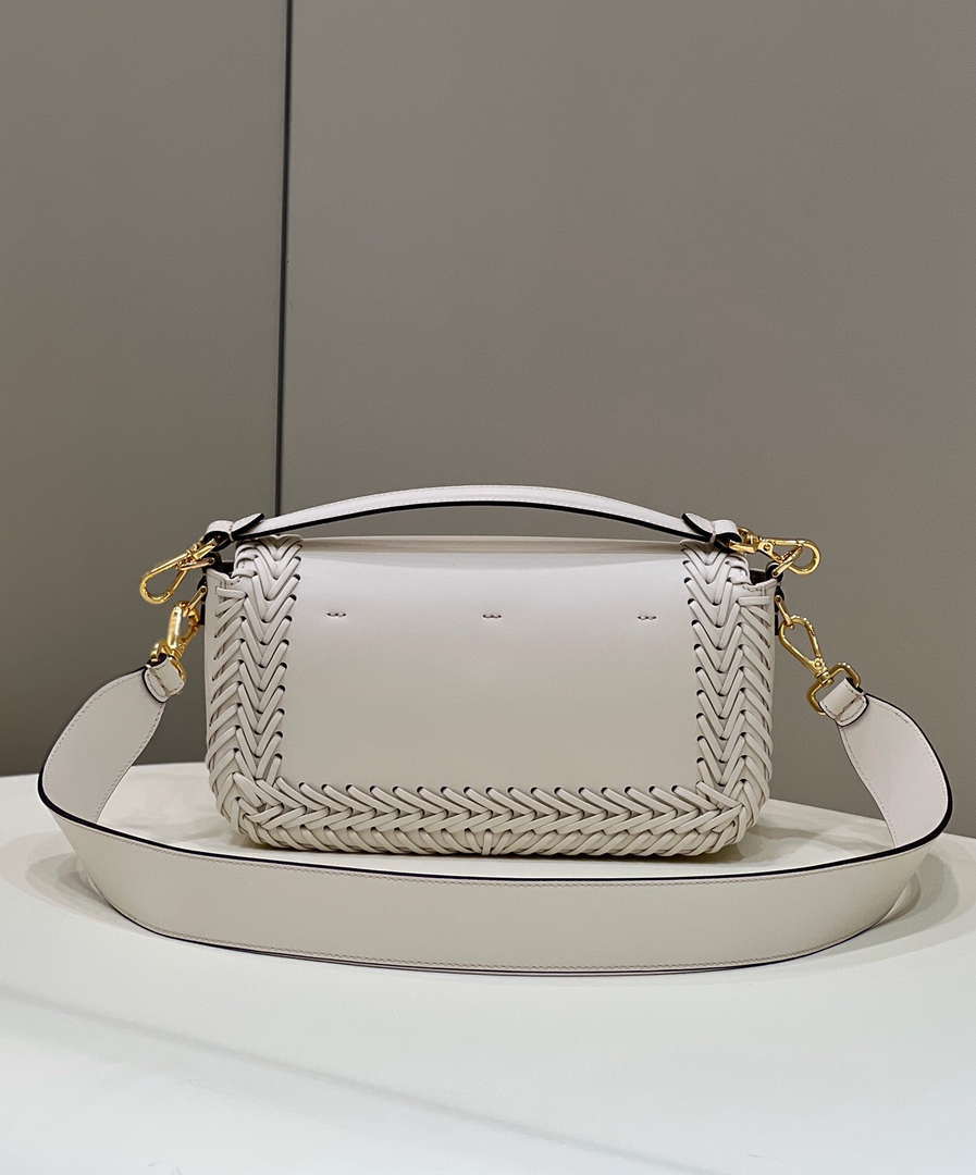 Fendi 8BR600 Baguette Medium Beige hand-woven leather 8536 bag