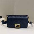 Fendi 8BR600 Baguette Medium Black leather 0135M bag - Default Title - View 1