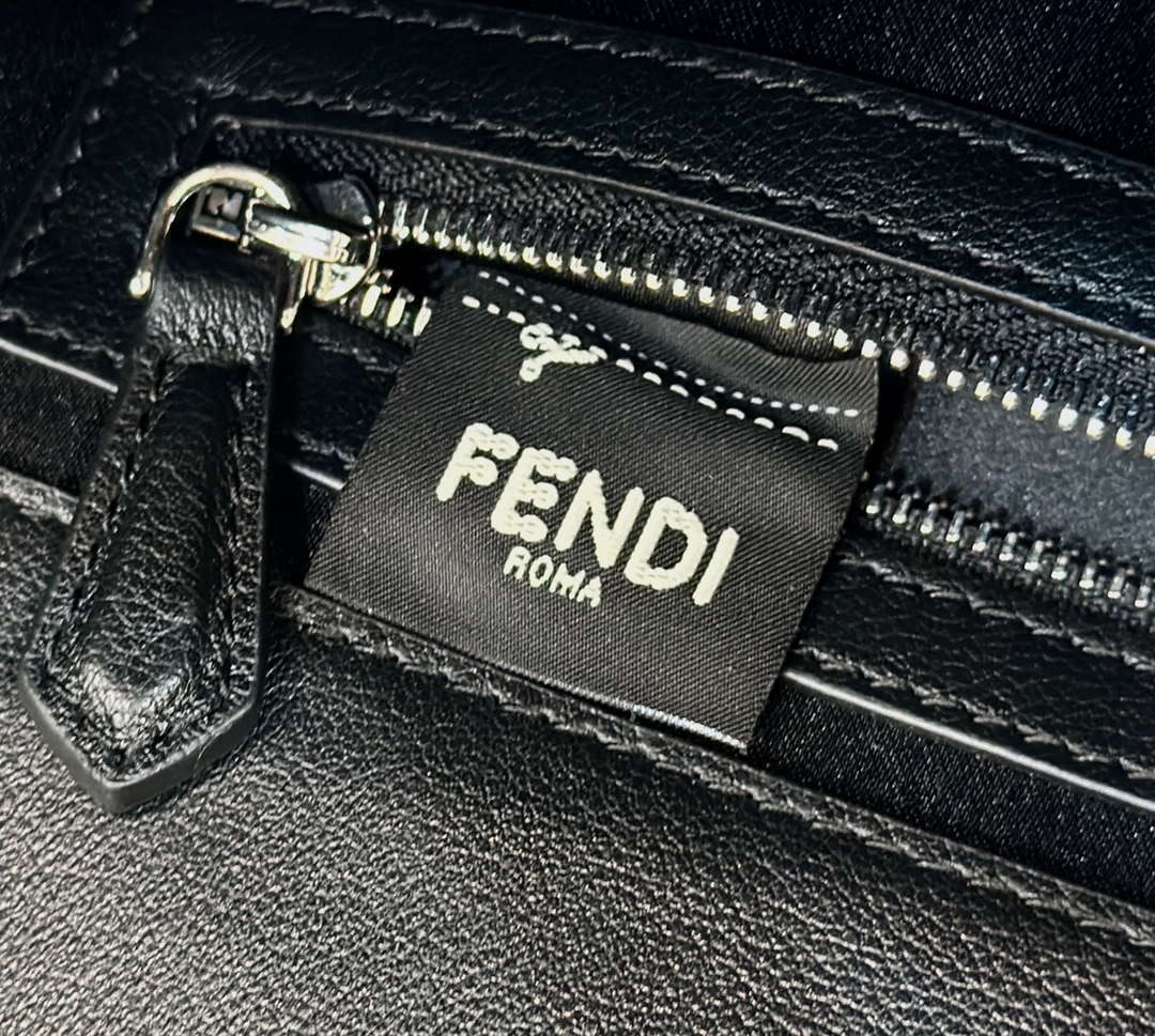 Fendi 8BR600 Baguette Medium Black leather 8619 bag Black - Default Title - View 8