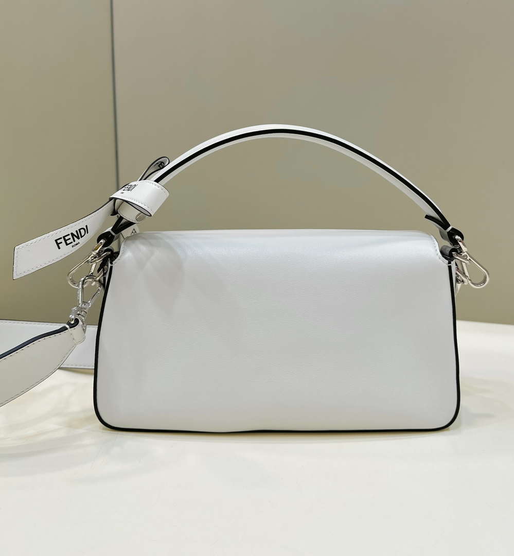 Fendi 8BR600 Baguette Medium Black leather 8619 bag White