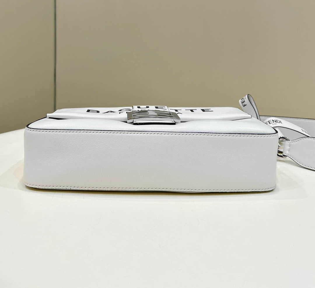 Fendi 8BR600 Baguette Medium Black leather 8619 bag White - Default Title - View 3