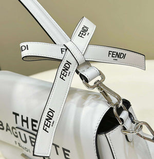 Fendi 8BR600 Baguette Medium Black leather 8619 bag White - Default Title - View 4