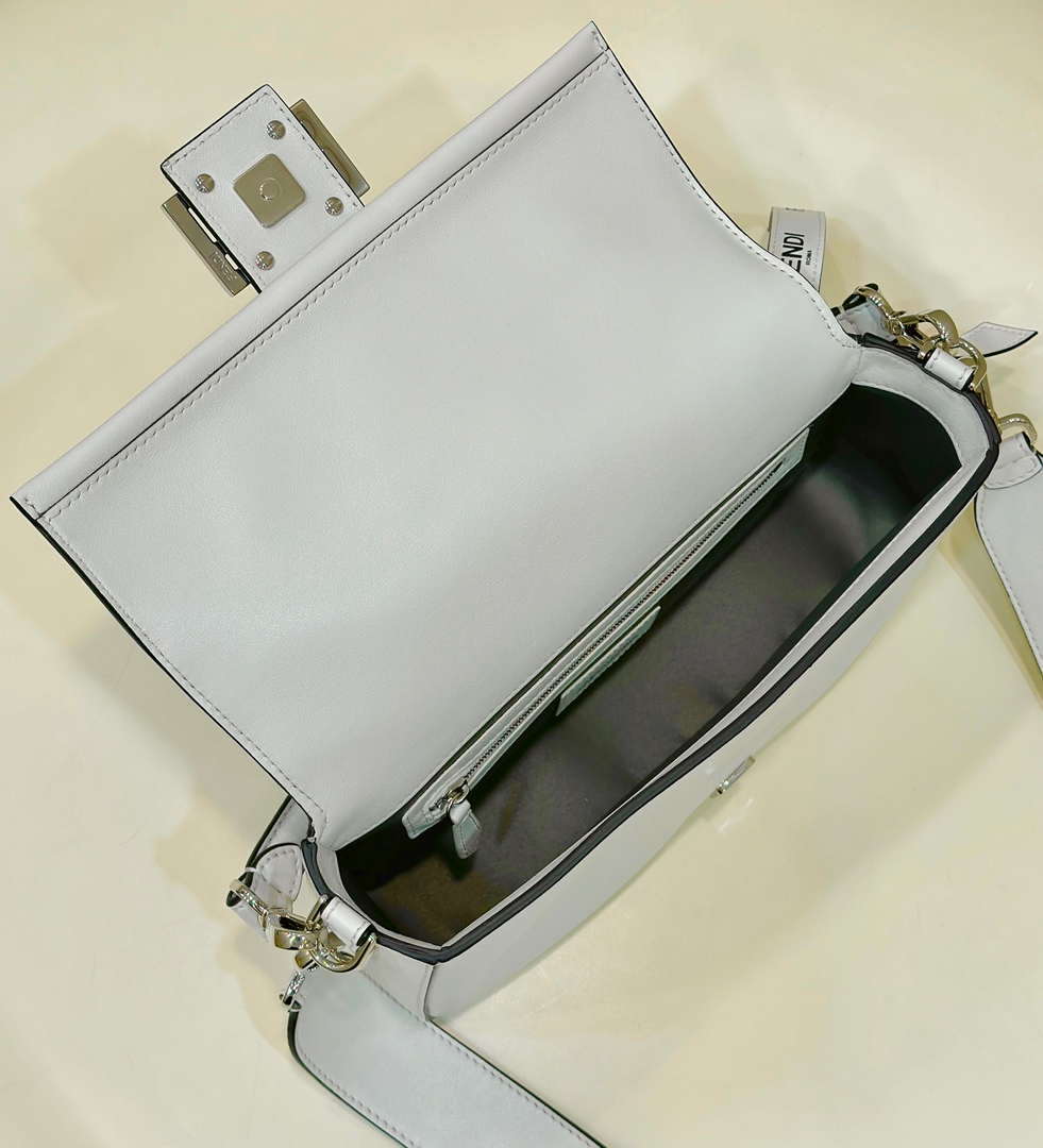 Fendi 8BR600 Baguette Medium Black leather 8619 bag White - Default Title - View 9