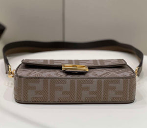 Fendi 8BR600 Baguette Medium Brown bag with FF embroidery - Default Title - View 4
