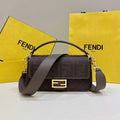 Fendi 8BR600 Baguette Medium Chocolate FF jacquard fabric bag - Default Title - View 1