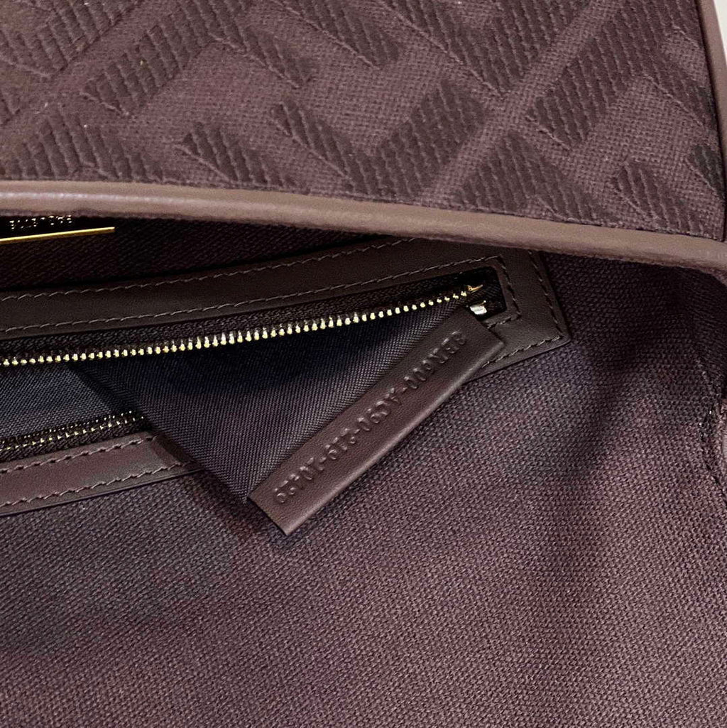 Fendi 8BR600 Baguette Medium Chocolate FF jacquard fabric bag