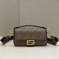 Fendi 8BR600 Baguette Medium coffee FF jacquard fabric bag - Default Title - View 1