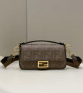 Fendi 8BR600 Baguette Medium coffee FF jacquard fabric bag