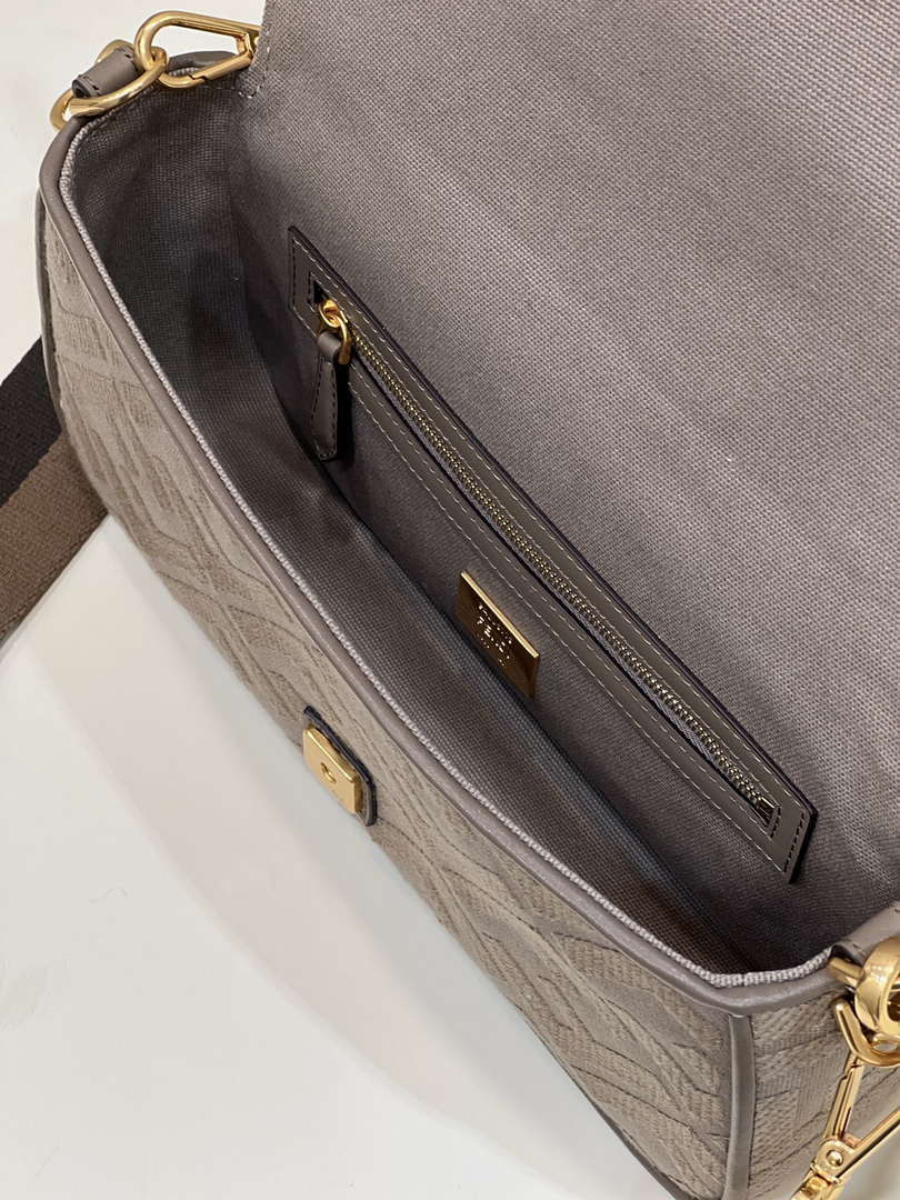 Fendi 8BR600 Baguette Medium coffee FF jacquard fabric bag - Default Title - View 9