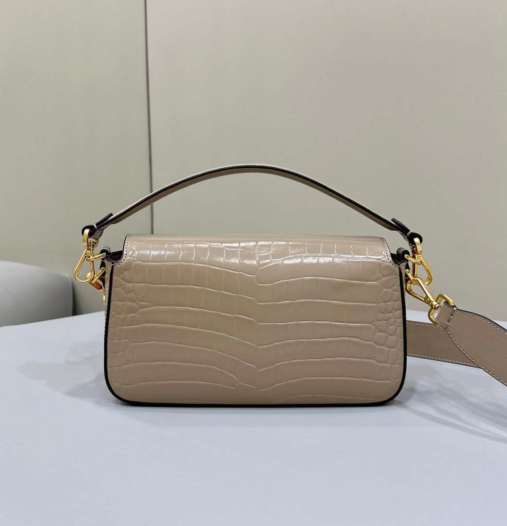 Fendi 8BR600 Baguette Medium Crocodile leather 8628 bag Apricot