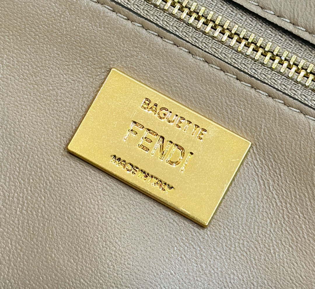 Fendi 8BR600 Baguette Medium Crocodile leather 8628 bag Apricot