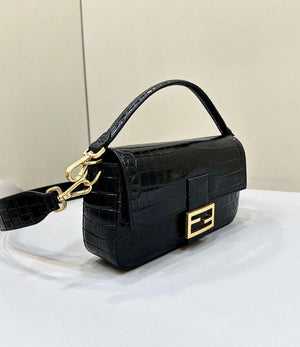 Fendi 8BR600 Baguette Medium Crocodile leather 8628 bag Black - Default Title - View 7