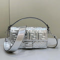 Fendi 8BR600 Baguette Medium Silver leather 0135 bag - Default Title - View 1