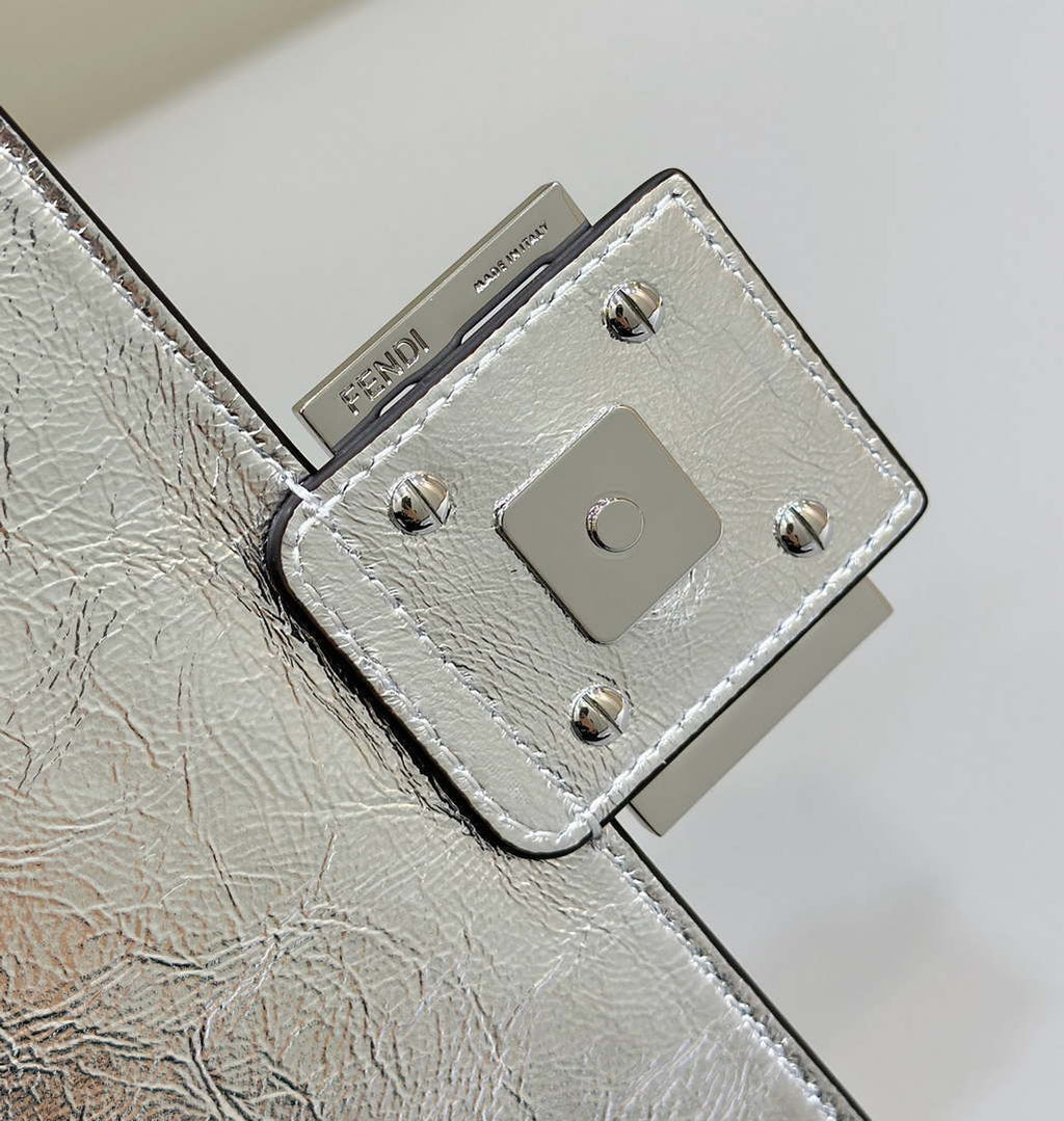 Fendi 8BR600 Baguette Medium Silver leather 0135 bag