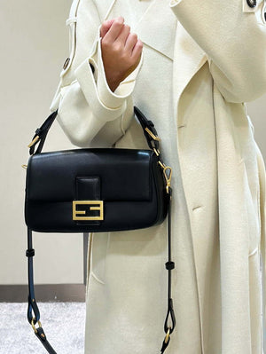 Fendi 8BR600 Baguette Medium Black leather 8629 bag Black - Default Title - View 11