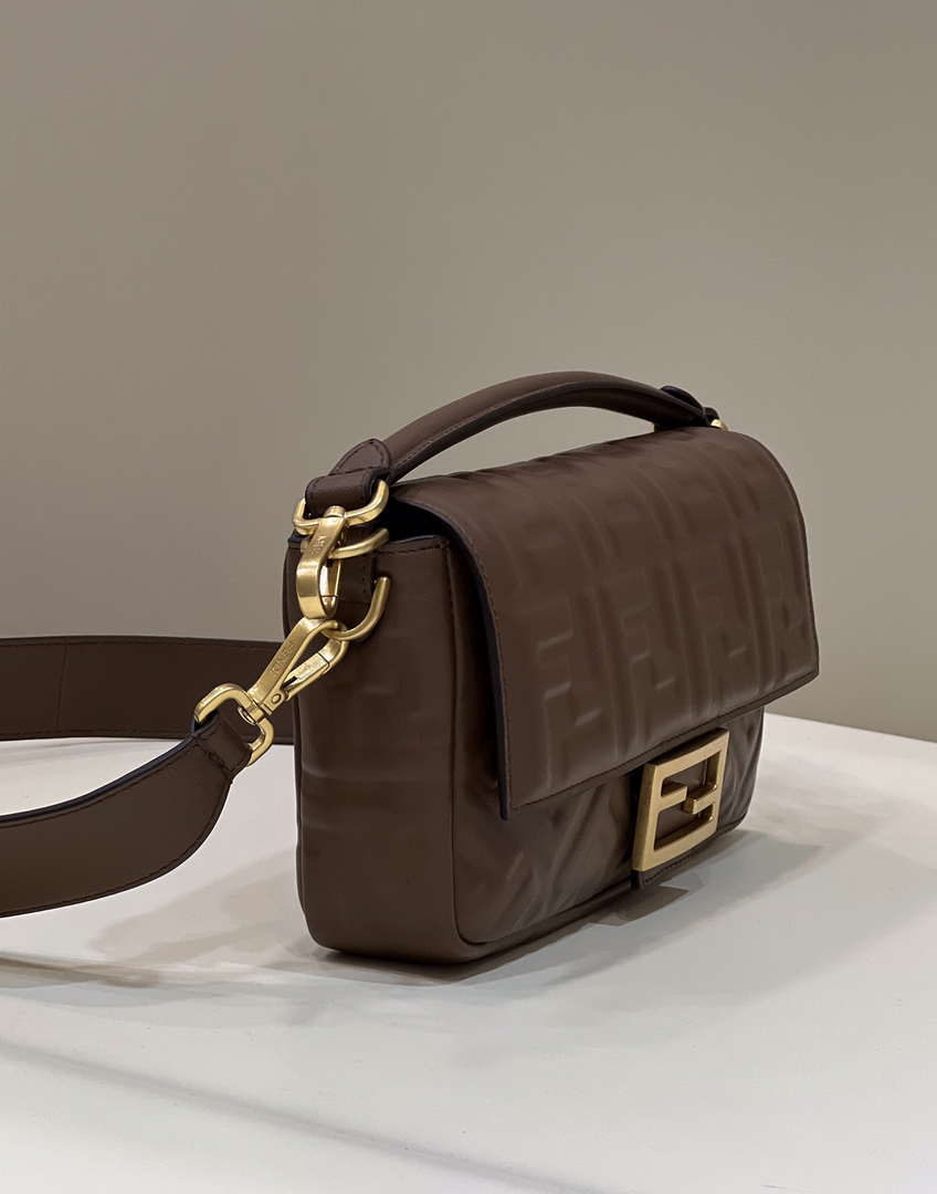Fendi 8BR600 Baguette Medium Dark brown leather 0135M bag - Default Title - View 3