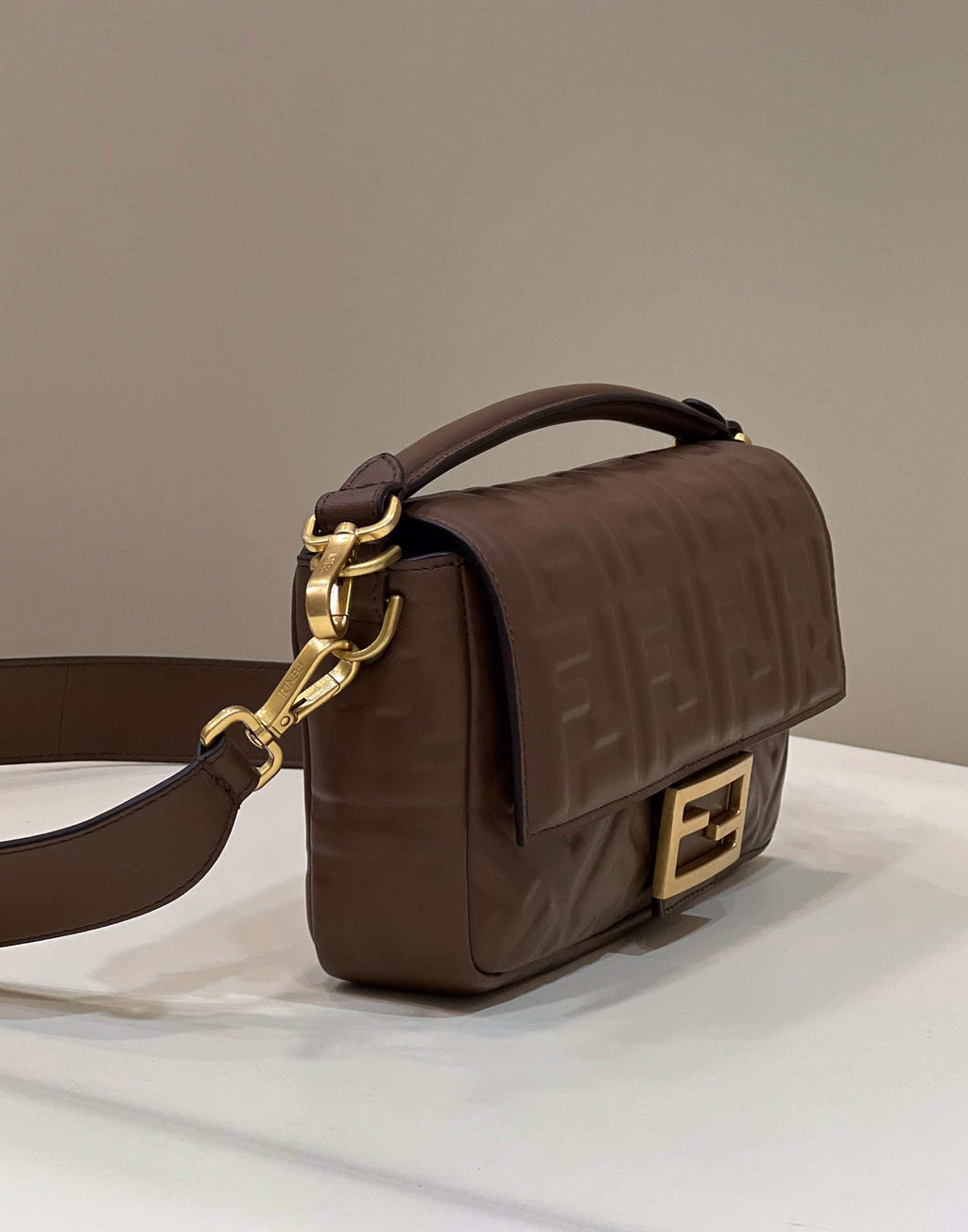 Fendi 8BR600 Baguette Medium Dark Brown leather 0135M bag