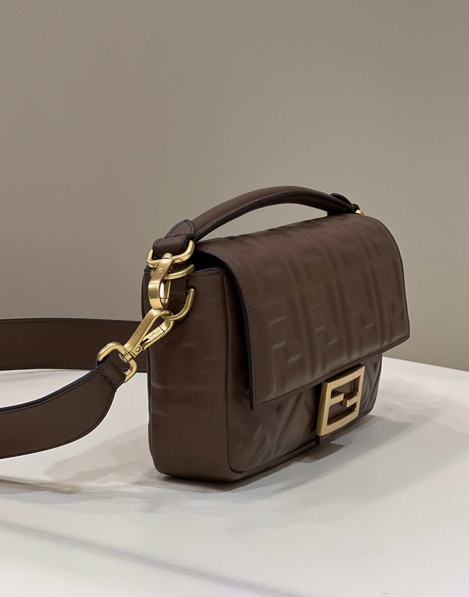 Fendi 8BR600 Baguette Medium Dark Brown leather 0135M bag
