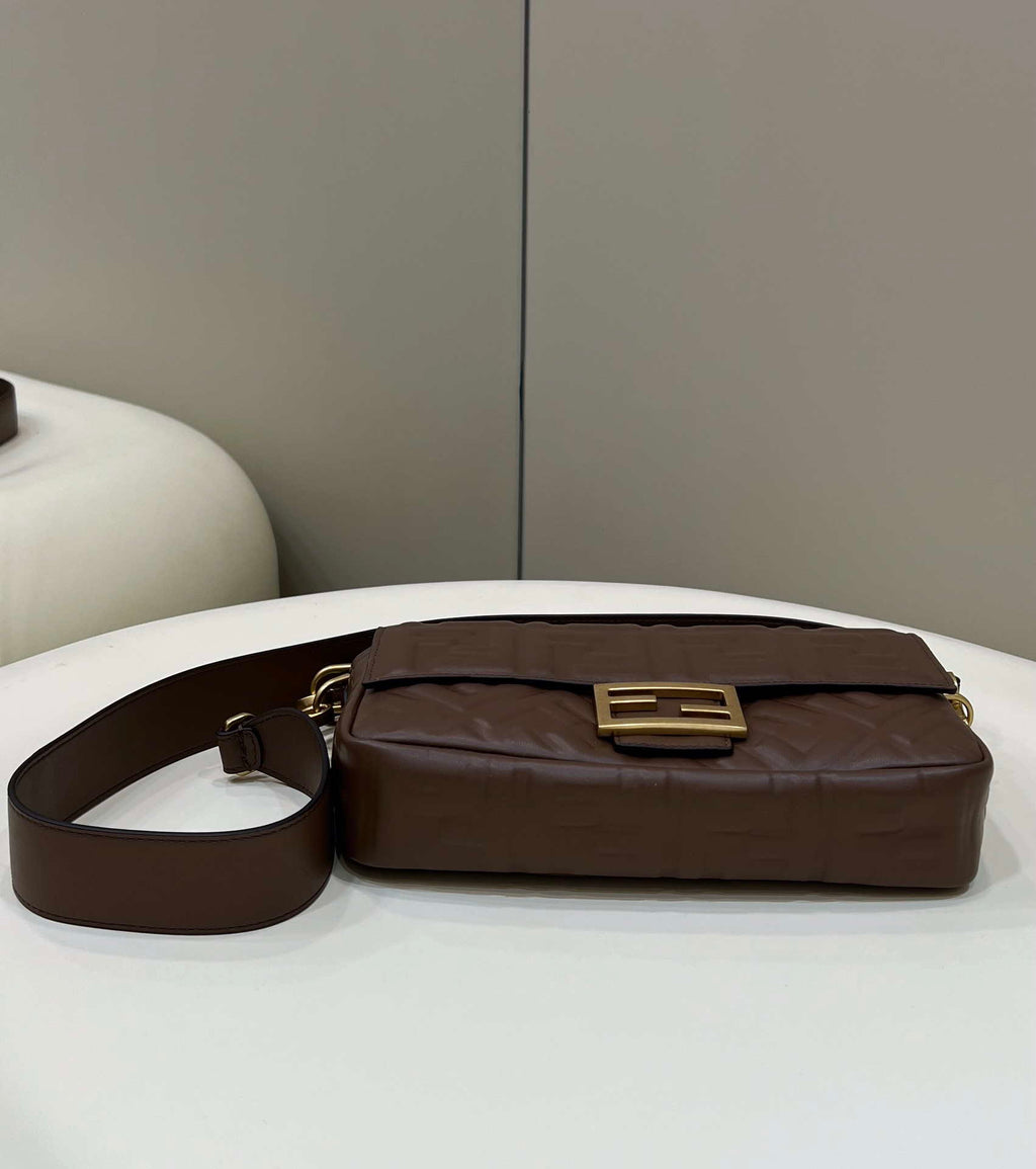 Fendi 8BR600 Baguette Medium Dark Brown leather 0135M bag