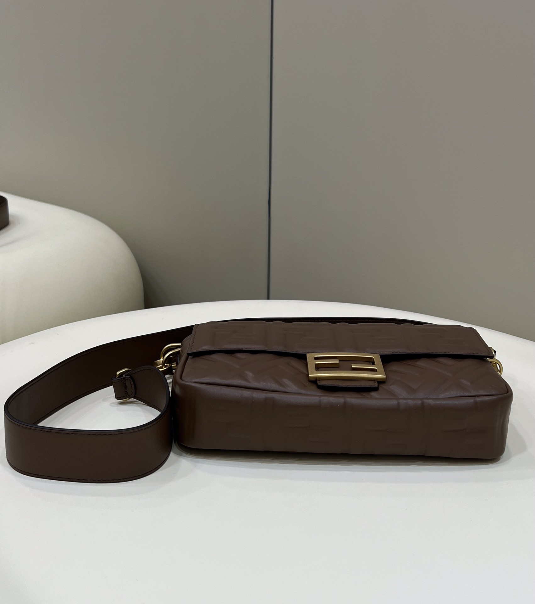 Fendi 8BR600 Baguette Medium Dark Brown leather 0135M bag