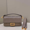 Fendi 8BR600 Baguette Medium Gray leather 0135M bag - Default Title - View 1