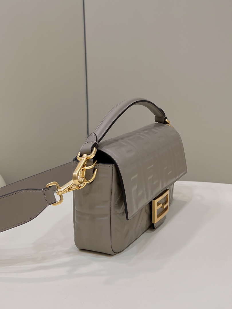 Fendi 8BR600 Baguette Medium Gray leather 0135M bag