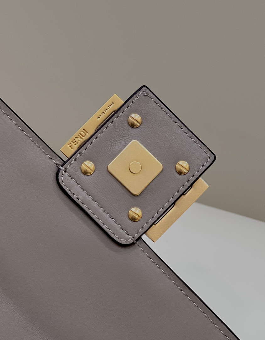 Fendi 8BR600 Baguette Medium Gray leather 0135M bag
