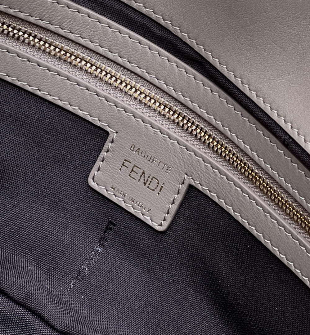 Fendi 8BR600 Baguette Medium Gray leather 0135M bag