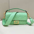 Fendi 8BR600 Baguette Medium Green leather 0135M bag - Default Title - View 1
