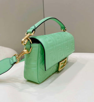 Fendi 8BR600 Baguette Medium Green leather 0135M bag - Default Title - View 3