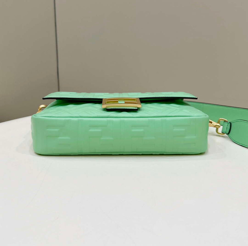 Fendi 8BR600 Baguette Medium Green leather 0135M bag