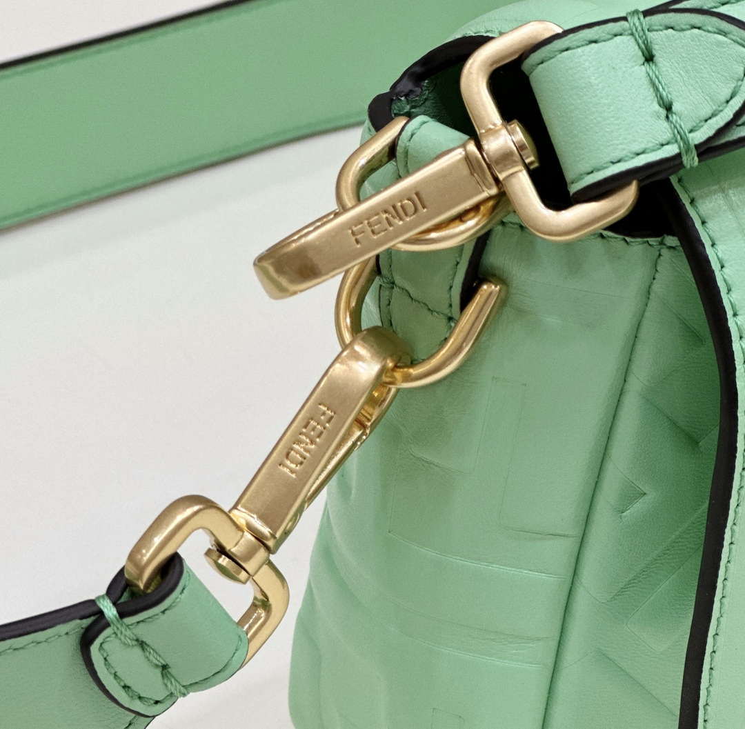 Fendi 8BR600 Baguette Medium Green leather 0135M bag - Default Title - View 5
