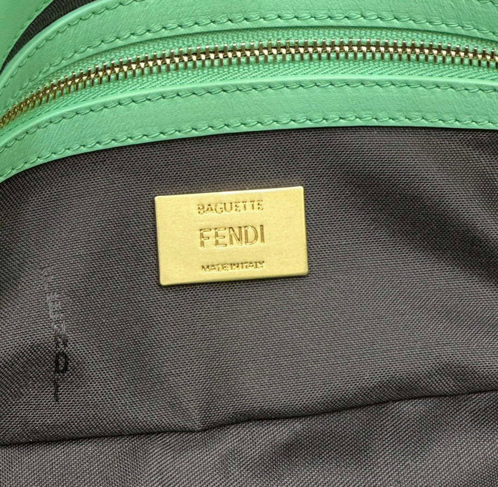 Fendi 8BR600 Baguette Medium Green leather 0135M bag