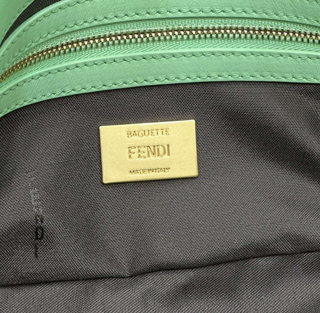 Fendi 8BR600 Baguette Medium Green leather 0135M bag - Default Title - View 6