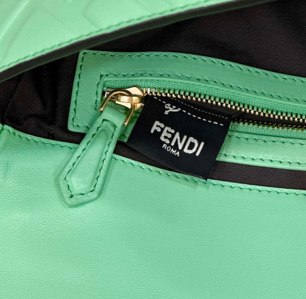 Fendi 8BR600 Baguette Medium Green leather 0135M bag