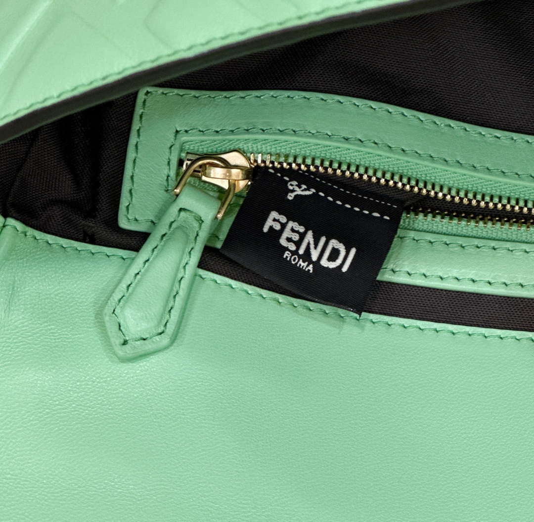 Fendi 8BR600 Baguette Medium Green leather 0135M bag - Default Title - View 7