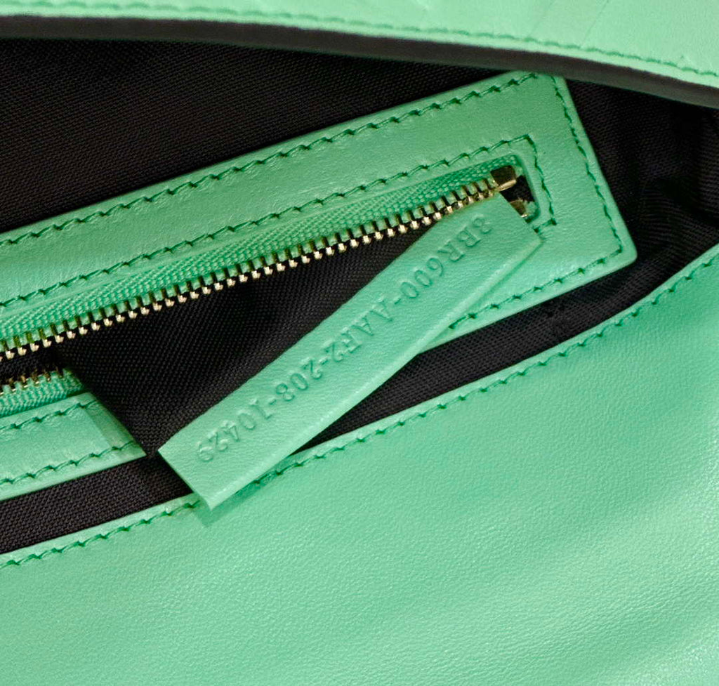 Fendi 8BR600 Baguette Medium Green leather 0135M bag