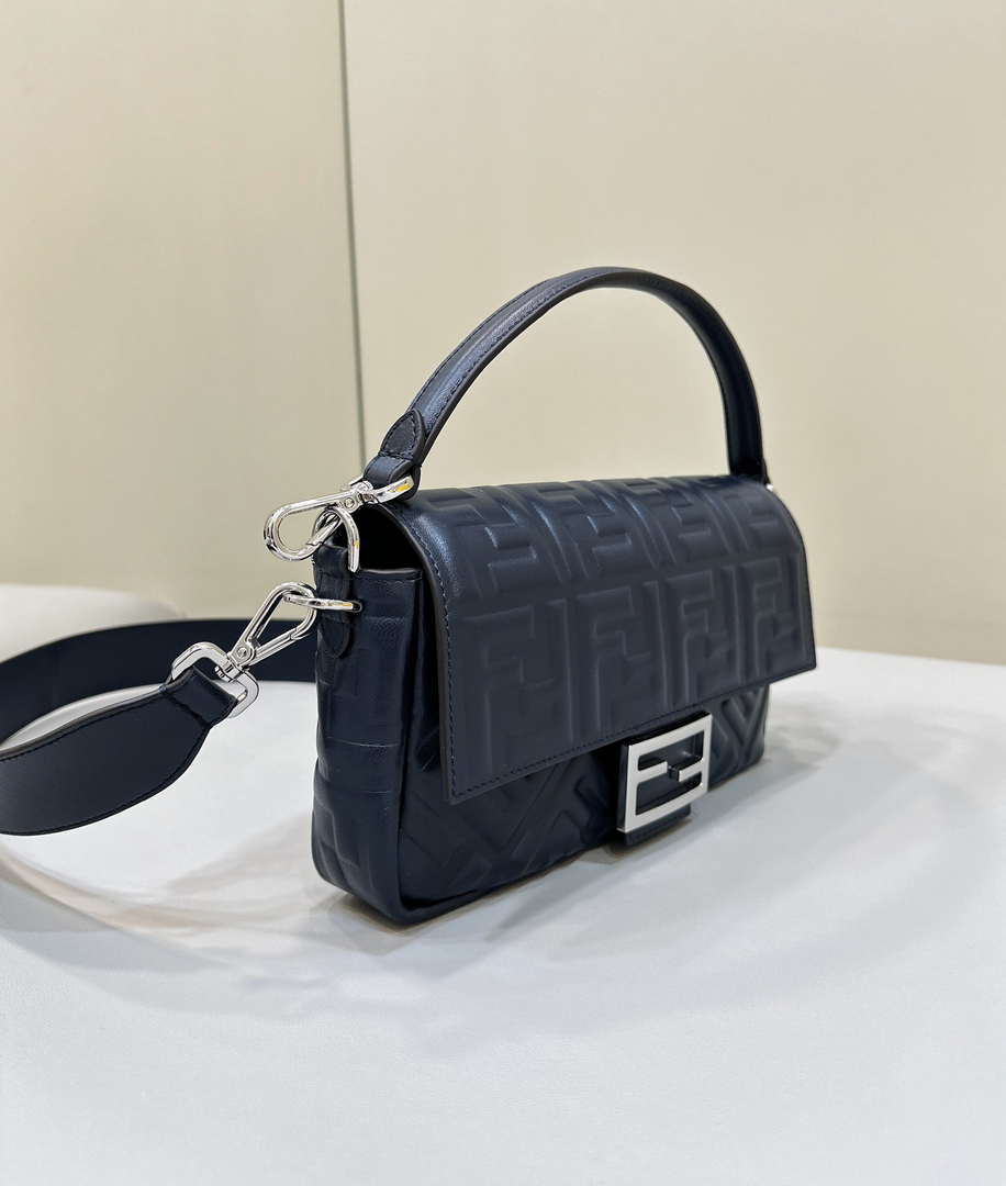 Fendi 8BR600 Baguette Medium leather 0135M bag Navy Blue - Default Title - View 3