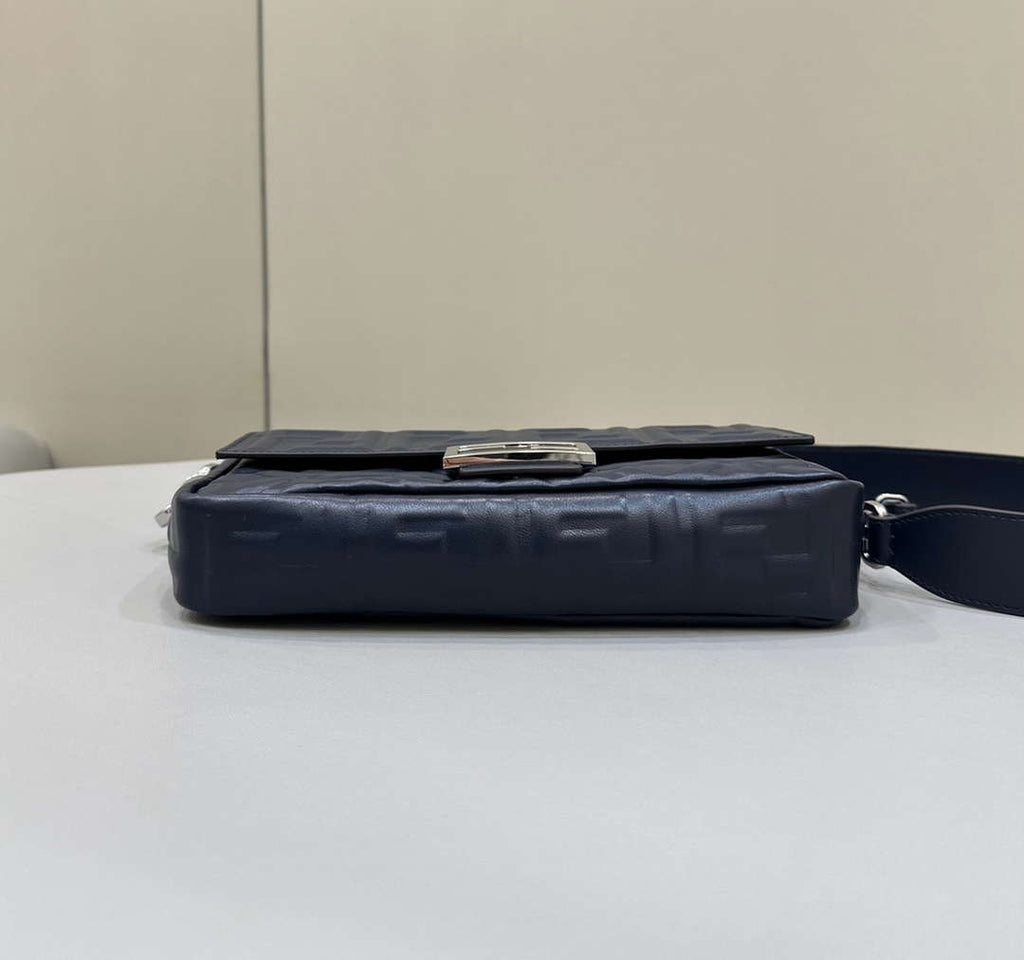 Fendi 8BR600 Baguette Medium leather 0135M bag Navy Blue