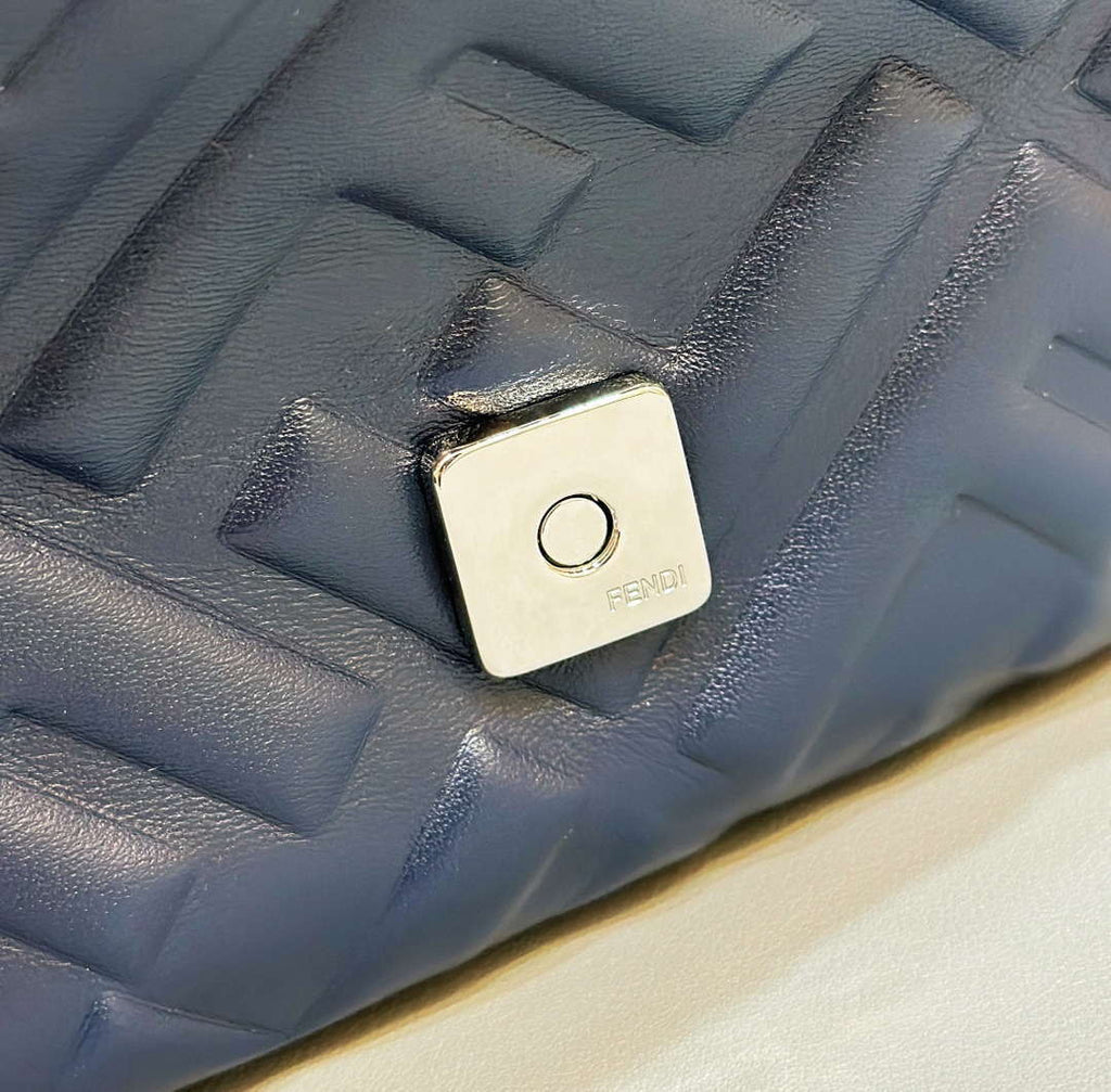 Fendi 8BR600 Baguette Medium leather 0135M bag Navy Blue