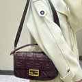 Fendi 8BR600 Baguette Medium leather 0135M bag Wine Red - Default Title - View 1