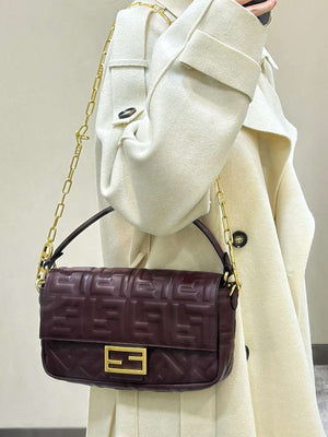 Fendi 8BR600 Baguette Medium leather 0135M bag Wine Red - Default Title - View 4