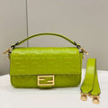 Fendi 8BR600 Baguette Medium Lemon green leather 0135M bag - Default Title - View 1