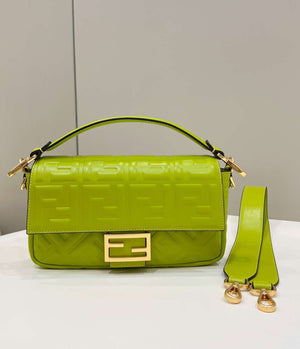 Fendi 8BR600 Baguette Medium Lemon green leather 0135M bag - Default Title - View 1