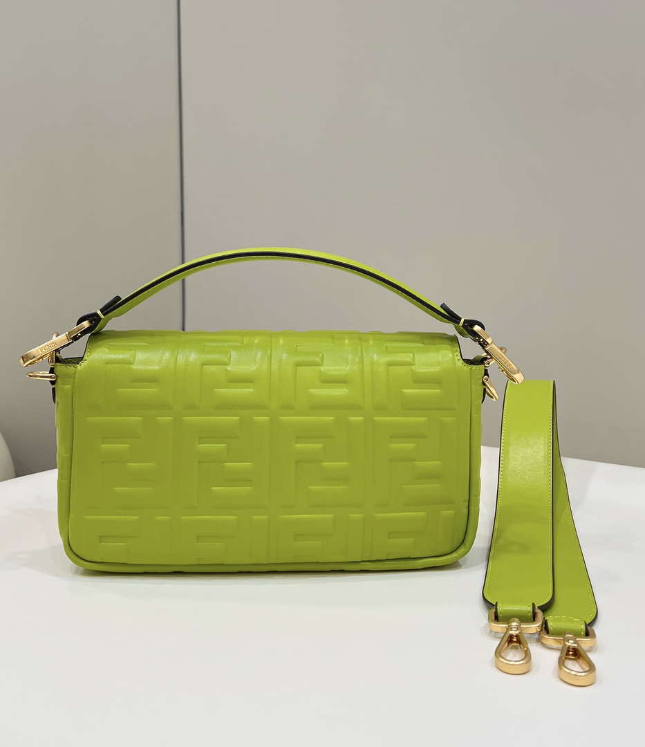 Fendi 8BR600 Baguette Medium Lemon green leather 0135M bag