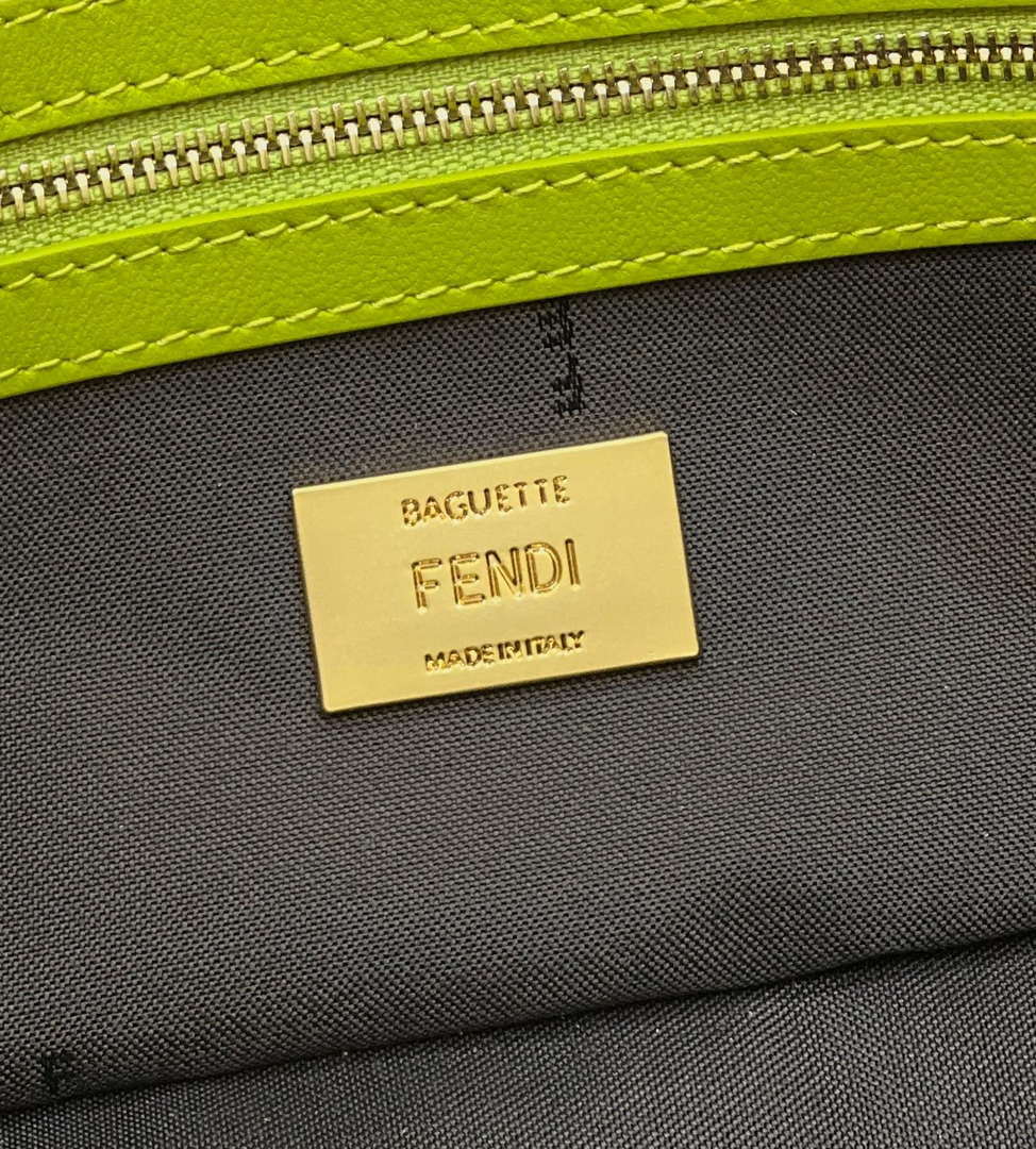 Fendi 8BR600 Baguette Medium Lemon green leather 0135M bag