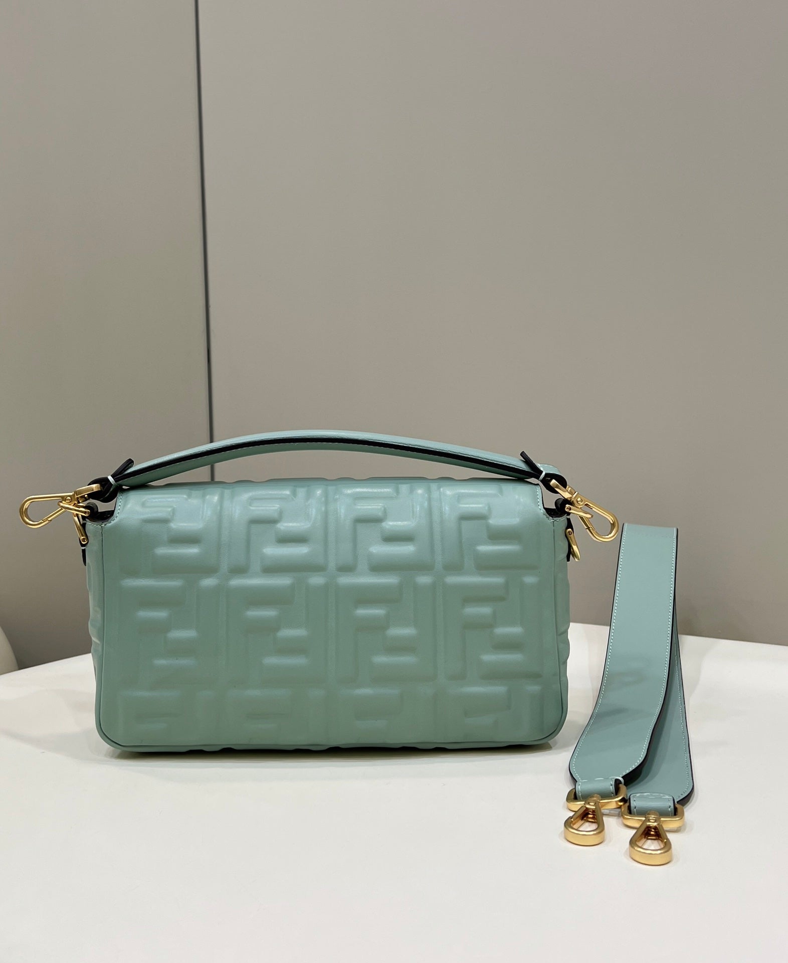 Fendi 8BR600 Baguette Medium Lake Blue leather 0135M bag - Default Title - View 3
