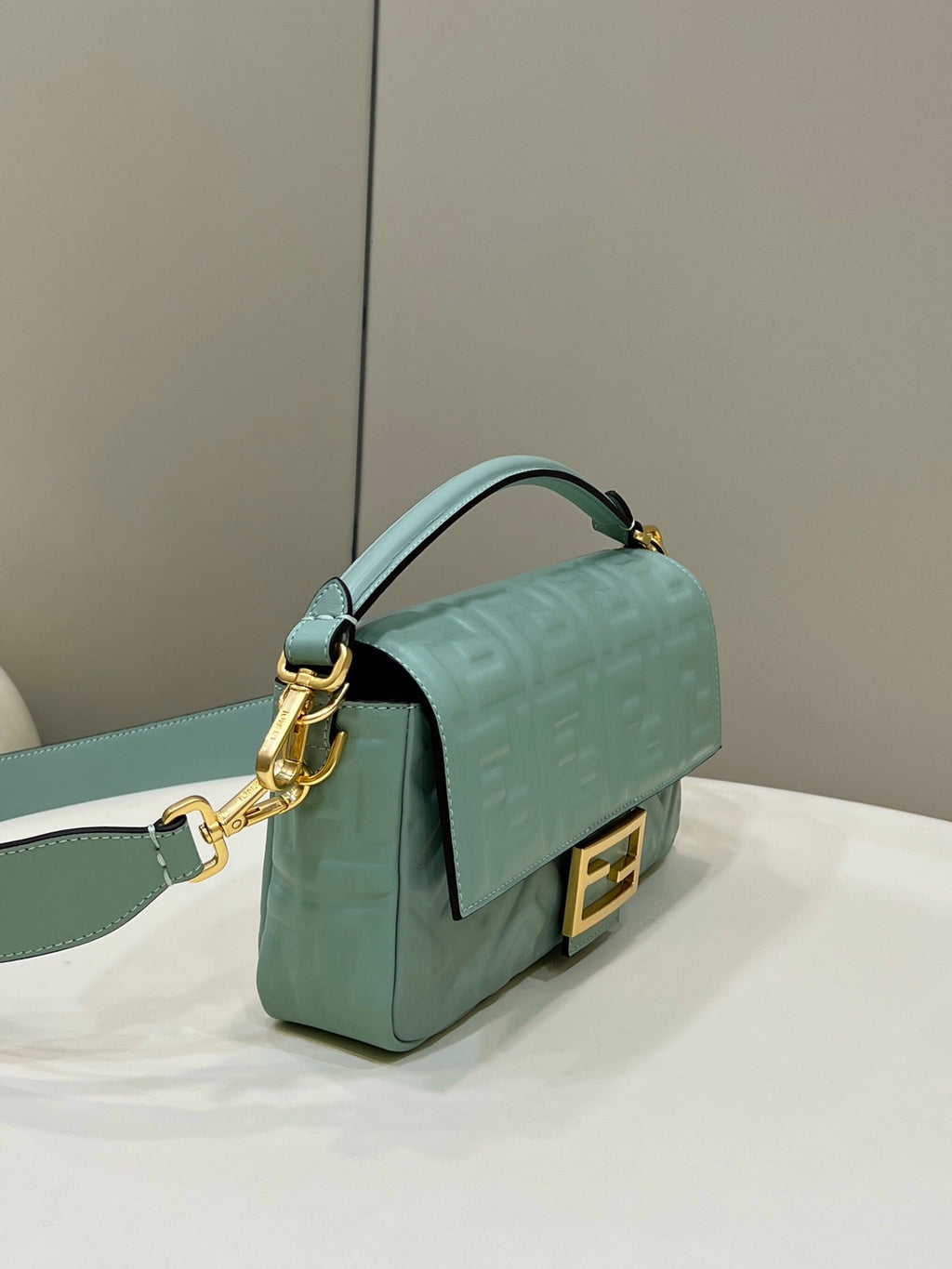 Fendi 8BR600 Baguette Medium Lake Blue leather 0135M bag